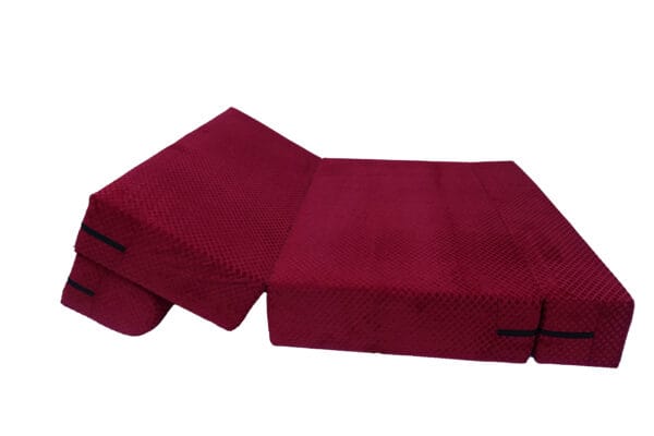 Premium Foam Sofa Cum Bed - Red – Foldable, Space-Saving, and Comfortable - Image 3